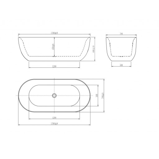Ванна акриловая Aquatek Афина черная 170х80 см AQ-144778Bl